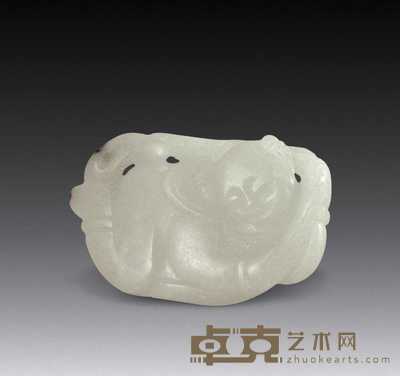 清 青白玉童子形珮 长5.2cm